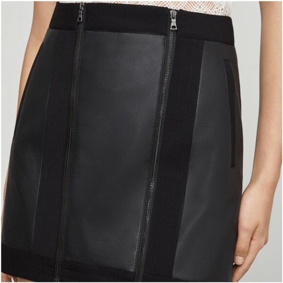 BCBG MAXAZRIA Roxy Faux-Leather Detail Mini Skirt Size XXS - Picture 2 of 11